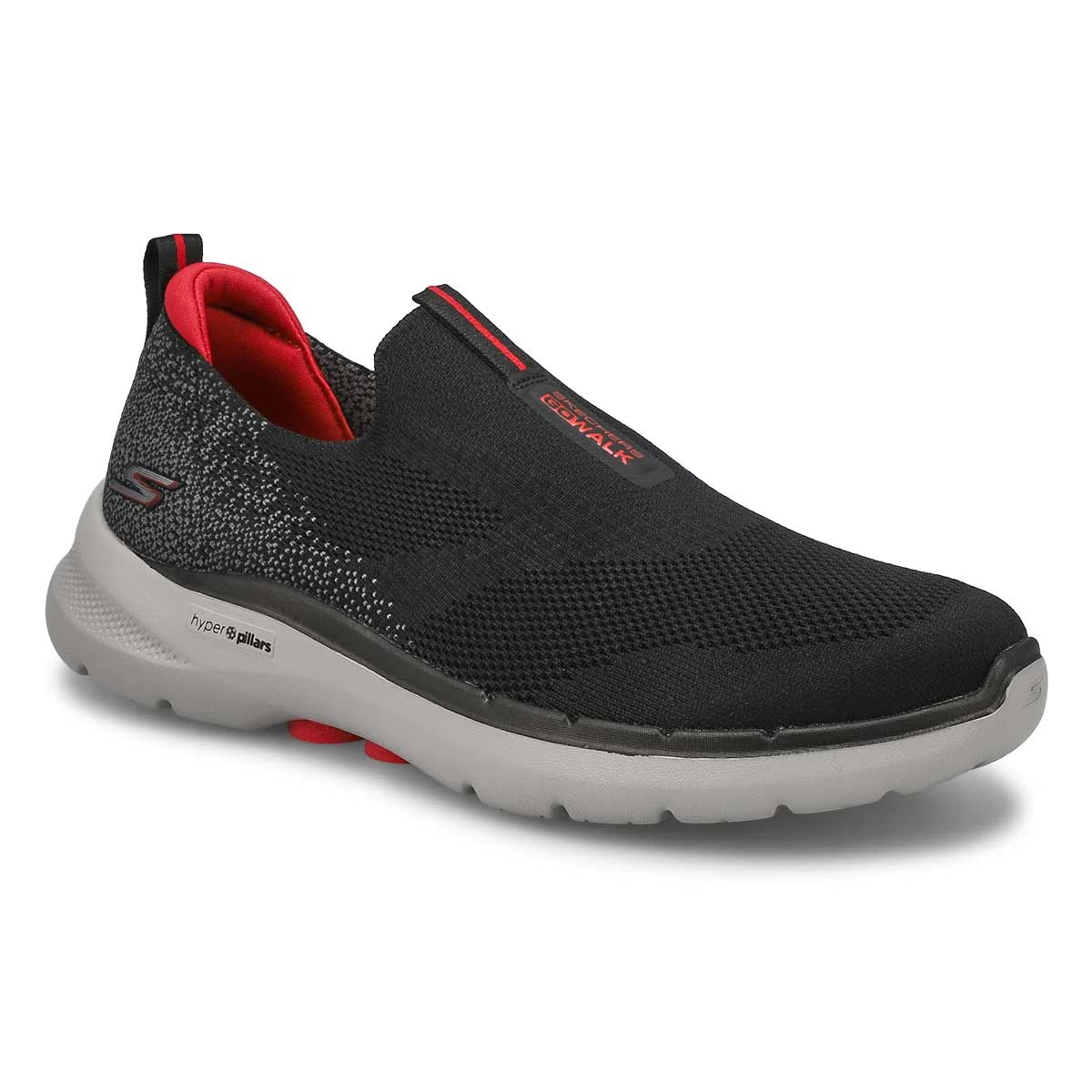 Skechers Men's Go Walk 6 Slip On - Black/Red 3 Skechers Men's Go Walk 6 Slip On - Black/Red