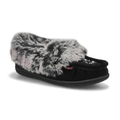 SoftMoc Girls' Cute 6 Jr Faux Rabbit Fur Mocc -ShoeVibe Sales Shop CUTE6 JR BLK XXX 1