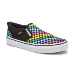 Vans Girls' Asher Checkered Rainbow Sneaker-B